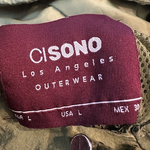 CISONO LA Cropped Hooded Starter Windbreaker Green Neutral Tone Jacket, Large - Picture 11 of 12